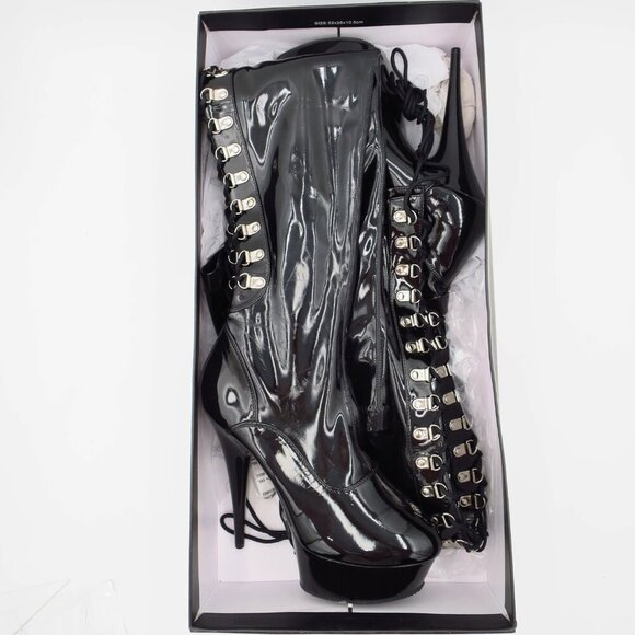 Pleaser Delight 3063 Thigh High Boot Patent Leather 6" Stiletto Platform - Picture 6 of 12